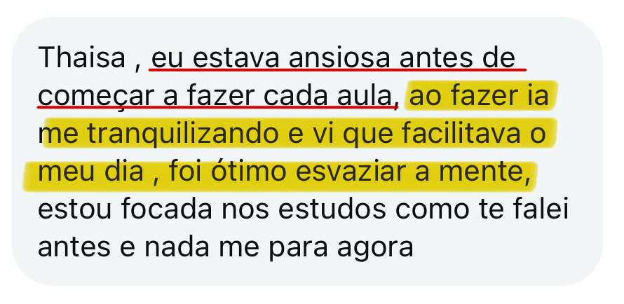 Depoimento de aluna do Manual da Rotina Produtiva